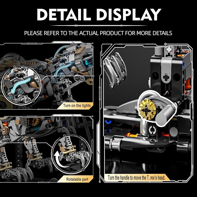 Mechanical Dinosaur T-Rex Building Set with Light- Compatible with Lego Sets Adult Birthday Gift Set for Boys Adults (1268 Pcs)
