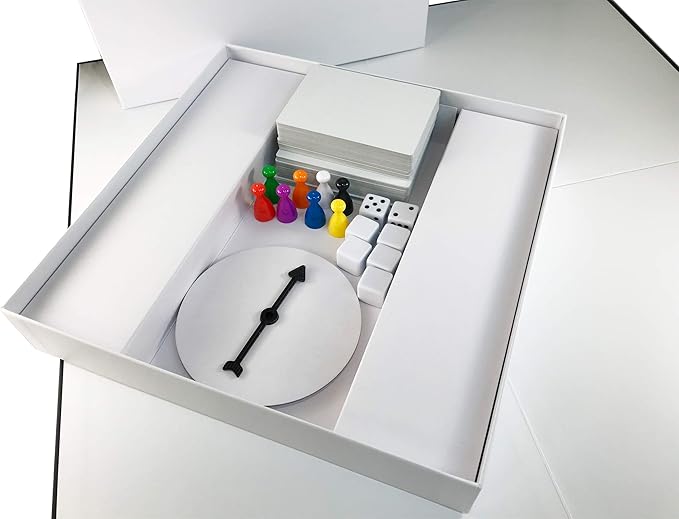Create Your Own Board Game Set – DIY Kit with Blank Game Board Game Pieces Blank Cards Dice Spinner – Build Your Own Game Kit