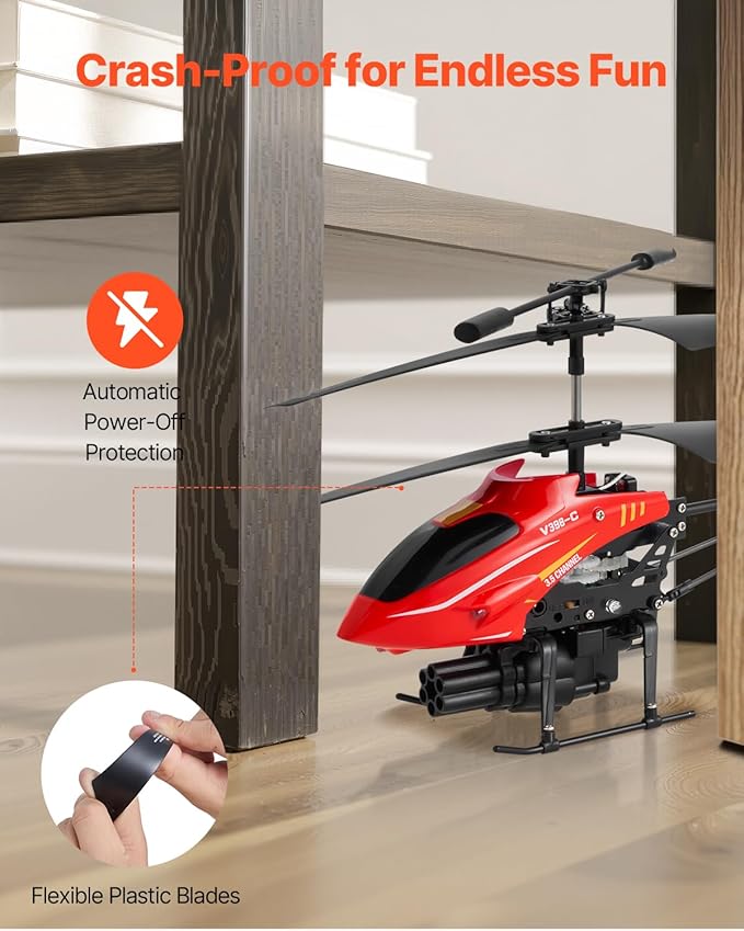 VEVOR RC Helicopter 2.4GHz Flying Remote Control Helicopter with Shooting Mode 3.5 Channel RC Airplane for Kid Altitude Hold One-Key Takeoff/Landing &amp LED Lights Toys for Kids