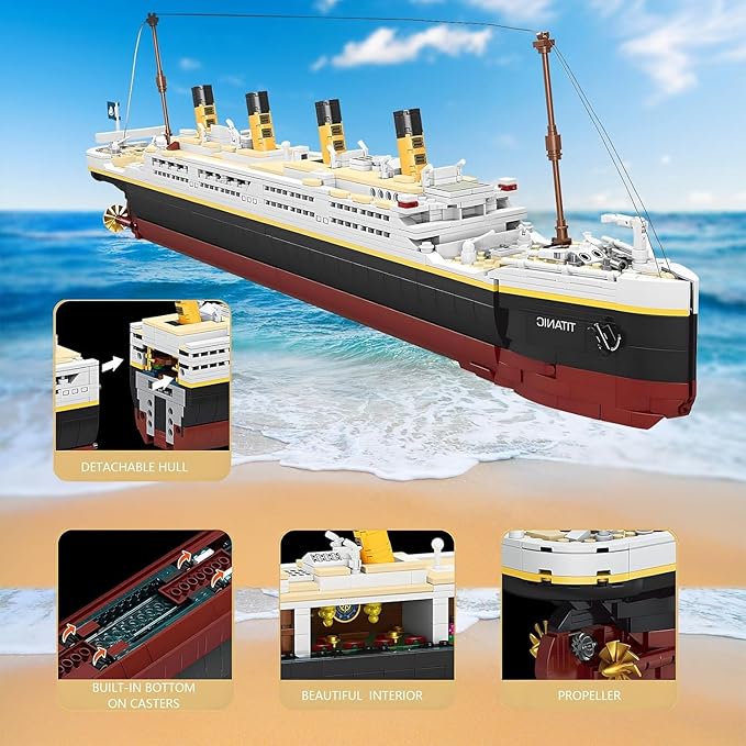 Titanic Building Blocks Set Toy Ship Model Kit Building Bricks Sets for Adults or Kids 6 Year Old Compatible with Major Brands 2022 Pieces Gift for Christmas Boys Girls Adults (2022pcs)