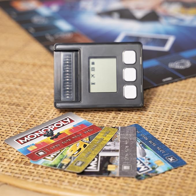 Hasbro Gaming Monopoly Super Electronic Banking Board Game Electronic Banking Unit Choose Your Rewards Cashless Gameplay Tap Technology for Ages 8 and Up