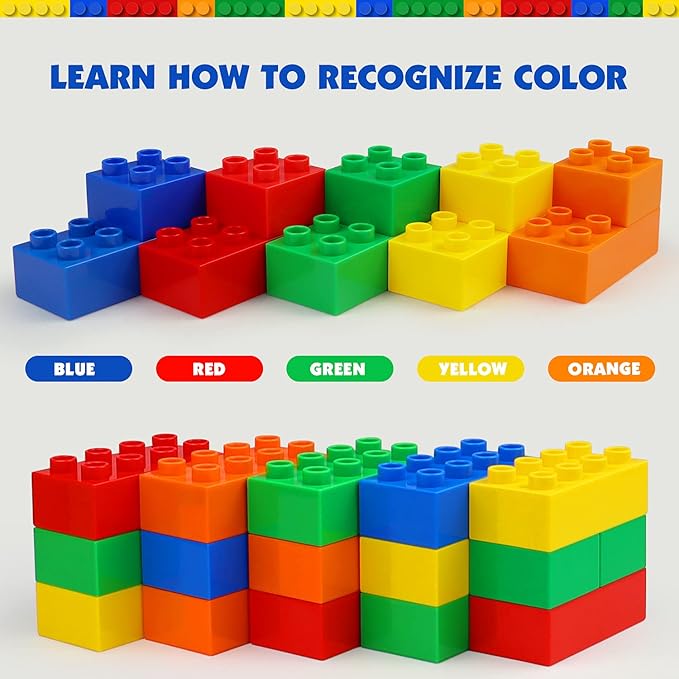 aotipol Building Blocks for Kids Toddlers Including a Baseplate 101-piece Large Classic Building Bricks Set for Kids of All Ages Basic STEM Toys Gift Compatible with All Major Brands