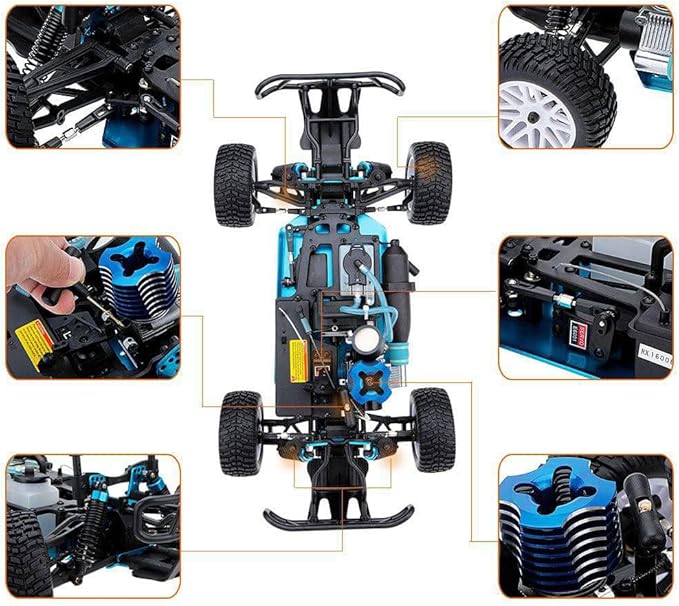 1/10 Nitro RC Truck for Adult Two Speed RC Car Rock Crawler 4WD Remote Control Car Nitro Gas Power Off Road Short Course Truck with Igniter Methanol Fuel RC Climbing Vehicle Buggy