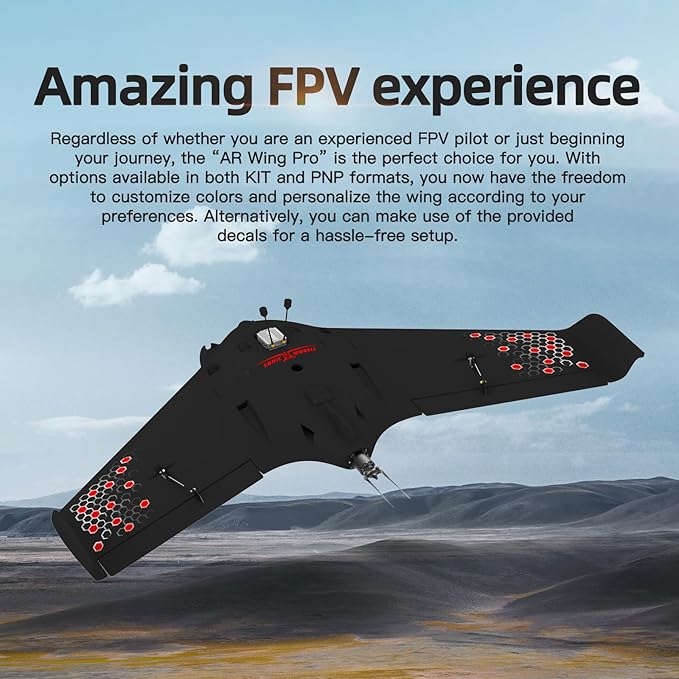 Buddy RC Sonic Modell AR Wing Pro Airplane FPV Plane with 1000MM Wingspan Easy Controlled Plane for Skilled Adults (PNP Version Black)