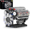 Mould King 10088 V8 Engine Model Kit - 535 Pcs to Build Your Own Mini Engine that Works DIY STEM Mechanic Engineering Construction Set Hobby Building Blocks Kit for Adults