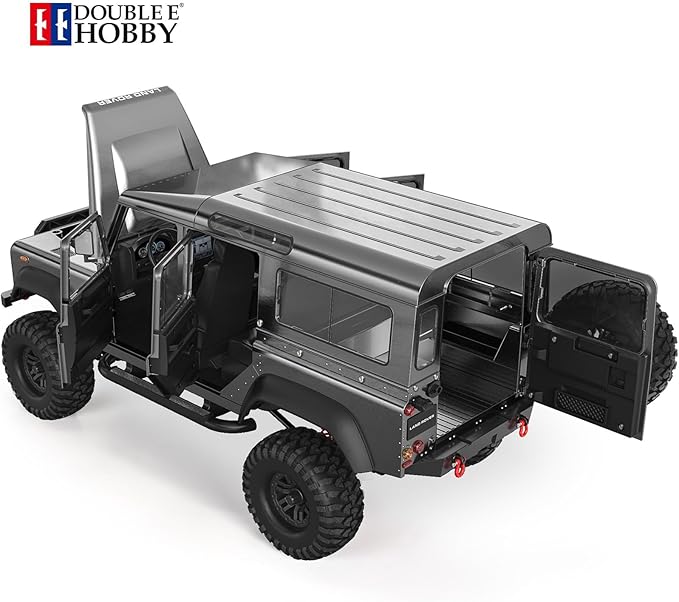 DOUBLE E 1/8 Land Rover Defender D110 RC Crawler Truck 4x4 Offroad Hobby Grade with 550 Motor for Adults E101