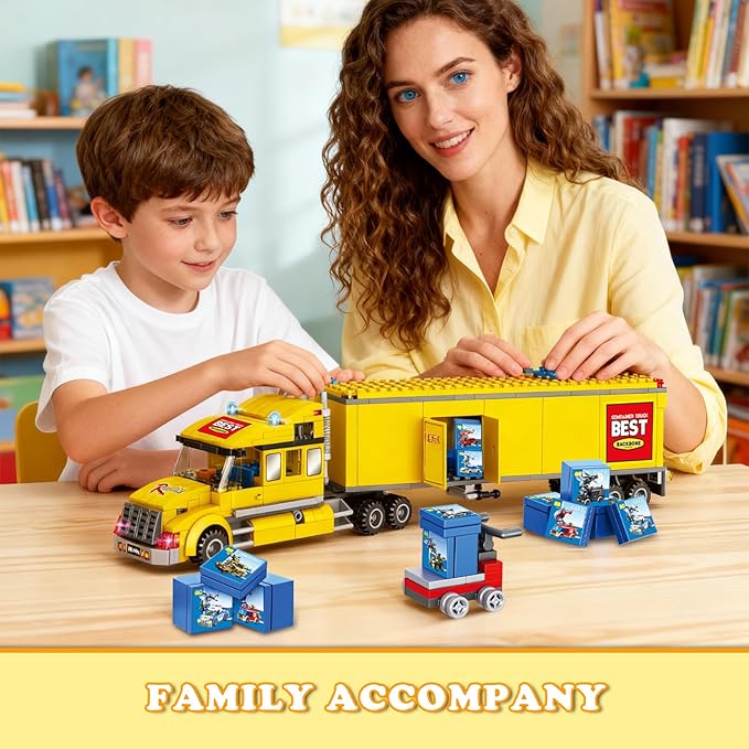 City Delivery Truck Building Blocks Set for Kids 6+ 342PCS Compatible with Lego Semi Truck Model with Detachable Cab&ampOpenable Cargo Construction Brick Toy STEM Educational Gift for 6+ Boys Girls