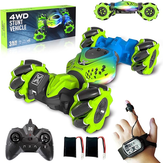 Remote Control Car - RC Drift Car for Boys Age 8-12 Gesture Sensing RC Stunt Cars 4WD Hot Wheels Cars Toy for Kids 4 5 6 7 8 9 10 Year Old Boy Birthday (Green)