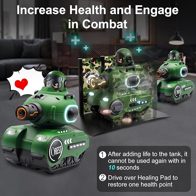 2 Pack Remote Control Battle Tanks RC Battle Tanks with Infrared System Hobby RC Cars RC Tank that Shoots with HP Station Military Army Toys Christmas Birthday Gifts for 6-12 Year Old Boys Girls