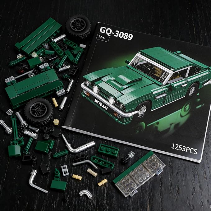 Classic Muscle Sports Racing Car Building Set Expert Icon Model Kit 1253PCS Collectible Display Car Detailed Interior Opening Doors/Trunk/Hood Gift for Adults &amp 14+