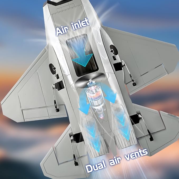 FX9631 RC Plane 2.4GHz 4CH Brushless Remote Control Airplane 3D 6G Mode Built in Six Axis Gyroscope Aerobatics Culvert Plane Simulated Stealth Fighter Toy Gift for Teens Adults