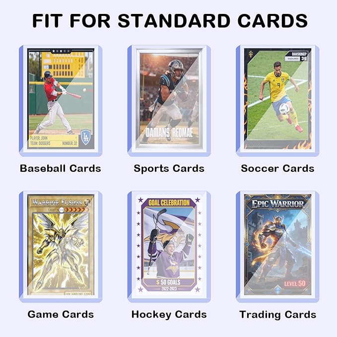 100ct 3x4 Hard Card Sleeves - 75pt Hard Plastic Trading Card Protector Rigid Clear Open-Top Card Sleeve Fits Standard Trading Baseball Game Collectible Cards
