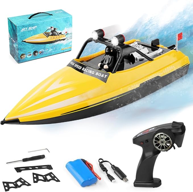 GoolRC RC Jet Boat WLtoys WL917 16km/h High Speed Remote Control Boat 2.4Ghz RC Jet Toys Storage Bag Led Lights Gift for Teens Adults