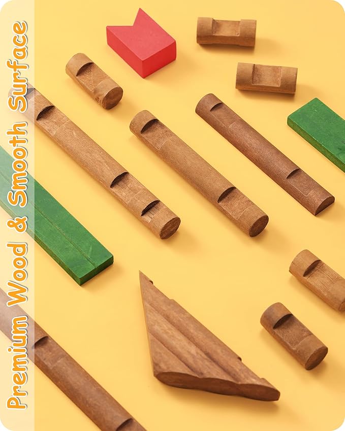SainSmart Jr. 665 PCS Wooden Log Cabin Set Building House Toy for Toddlers Classical STEM Construction Kit Compatible with Lincoln Logs for 3+ Kids
