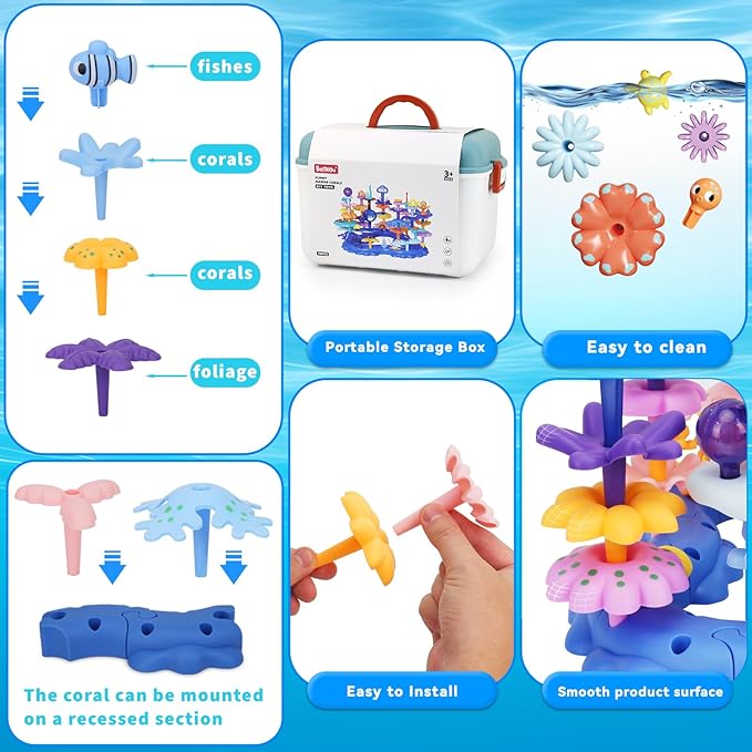Coral Garden Flower Building Toys for for Toddlers 3-5 Year OldUpgrade DIY Building Blocks Toys for Ages 2-4 GirlsEducational STEM Christmas Birthday Gift for Kids(76PCS)