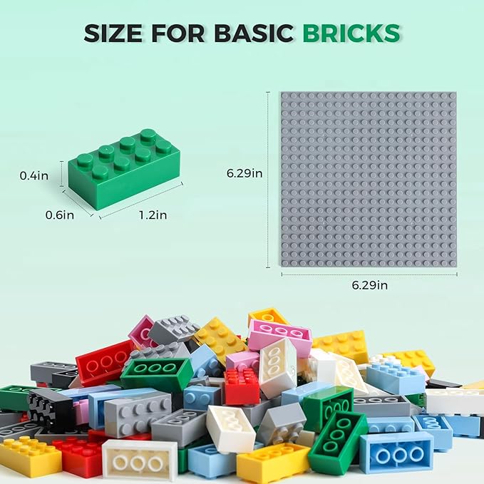 2x4 Bricks 500 Piece Classic Building Bricks and 1 Gray Baseplate 2x4 Bricks Bulk Creative Building Toys Blocks Bulk for Kids Ages 6+ 8 Colors