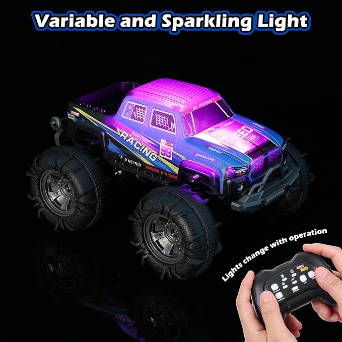 Waterproof Monster Truck Gesture RC Car 4WD Amphibious Hand Controlled Remote Control Toy for Kids All-Terrain Off-Road Vehicle for Boys Ages 6-7 8 9 10 11 12 Year Old Present