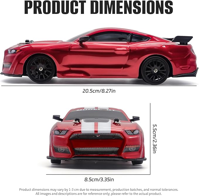 RC Drift Car 1:24 Scale Remote Control Cars Vehicle for Kids 2.4GHz 20KM/H 4WD High Speed RC Cars with LED Light Two Batteries &amp Drifting Tires Racing Sport Toy Car for Adults Boys Girls 8602RD