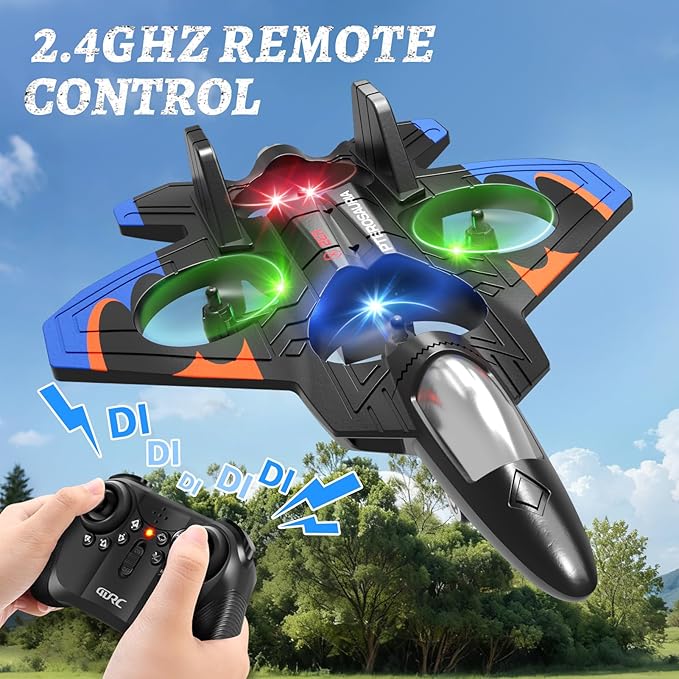 Foam Remote Control Airplanes RC Planes for Kids Adults RC Airplane Fighter Jet with Light 360° Flip Fighter Jet Toys Stunt Roll Airplane Toy Gifts for Kids Boys