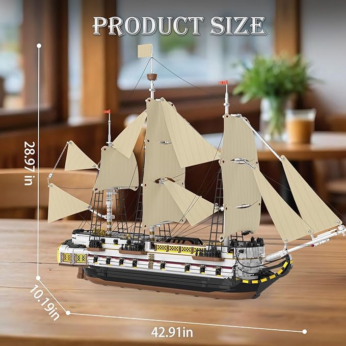 Reobrix Large Sailing Ship Model Building Blocks Kit Sailing Boat Model Construction Set Pirate Ship &amp Historical Collectible Toy Home Decor Birthday Gifts for Adult Collectors Enthusiasts 3555