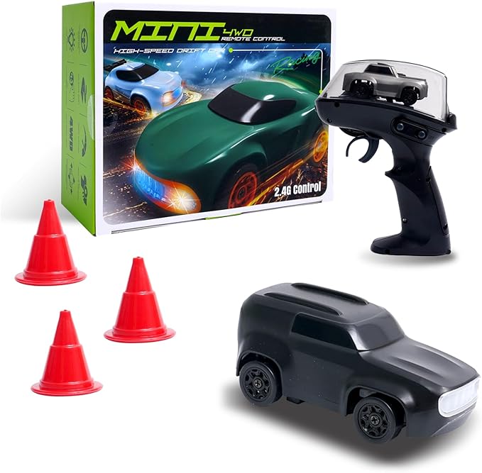 Mini RC Car 1:64 Scale Supercar Toy Car &amp Remote Control Integrated Design 26km/h High Speed Fun MINI RC Vehicle. (Black)