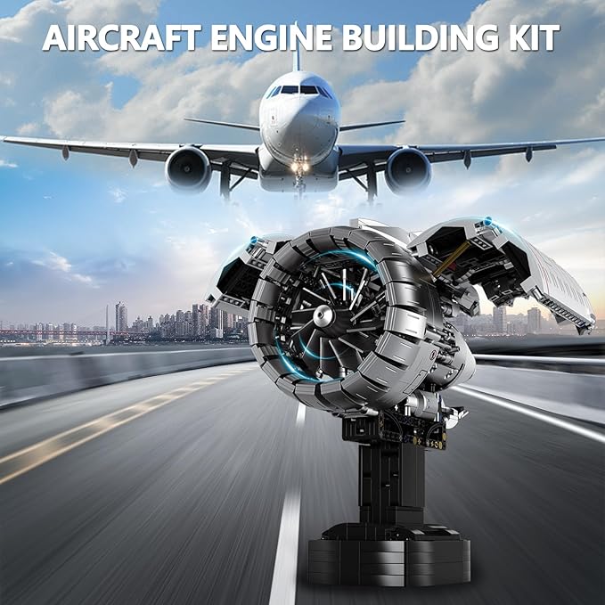 HIGH GODO Aircraft Engine Building Kit That Works Aircraft Turbofan Engine Model Kit with Motor Build Your Own Engine Kit STEM Project for Teens Adults 14+ (1786 PCS)