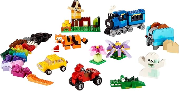 LEGO Classic Medium Creative Brick Box 10696 Building Toy Set - Featuring Storage Includes Train Car and a Tiger Figure and Playset for Kids Boys and Girls Ages 4-99