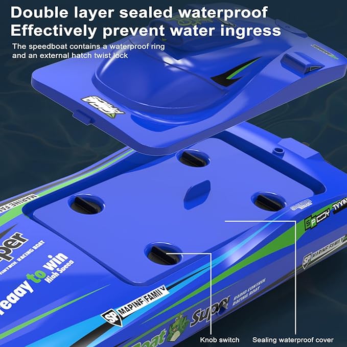 GoolRC Remote Control Boat 2.4GHz High Speed 30km/h Brushless Turbojet Speedboat Remote Control Ship Cooling Waterproof Low Battery/Over Distance Reminder 2 Battery