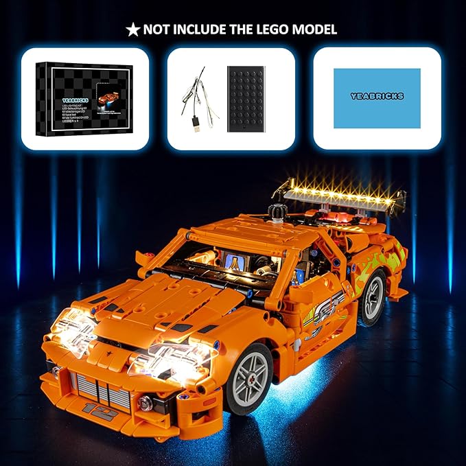 YEABRICKS LED Light for 42204 Technic Fast and Furious Toyota Supra MK4 Building Blocks Model (Building Set NOT Included)