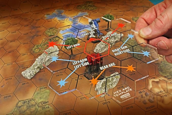 LITKO Fire Template Compatible with BattleTech (Mecha Hex Map Fire Arc Template)