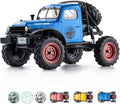 FCX24 RC Crawler 1/24 Remote Control Car Power Wagon 4WD RC Crawler Two-Speed Shift RC Rock Crawler 8Km/h with Portal Axle Metal Gears for Adults (Blue)