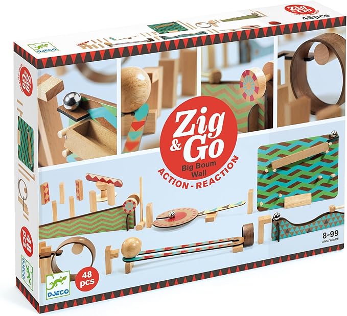 DJECO Zig &amp Go Big Boum Wall Construction Set (48pcs) - Chain Reaction Game for Kids - Fun &amp Creative Activity for Friends &amp Family Educational Toys for Children 8+ Years Girls &amp Boys
