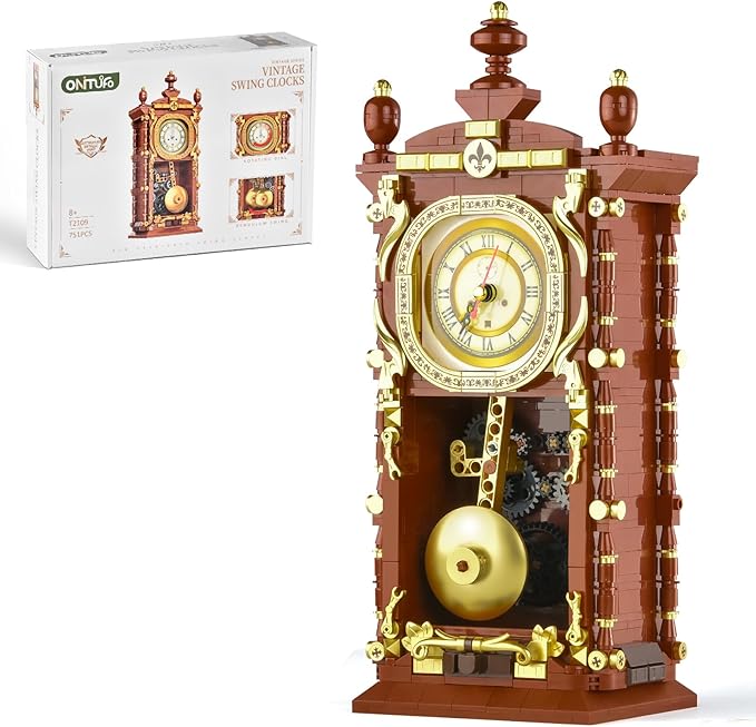Retro Clock Building Set for AdultsVintage Pendulum Clock Model with Rotating GearsHome Decor Mechanical Building Blocks Toys Gift for Boys and Girls 8+ (751 Pieces)