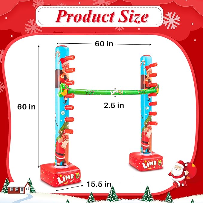 Threan 60 Inch Christmas Inflatable Limbo Xmas Party Game Limbo for Holiday Adults Fun Stick Toys for Christmas Birthday Indoor Outdoor Party Games Picnic Pool