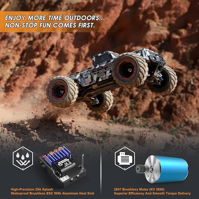 HAIBOXING 1/12 Scale Brushless RC Cars 903A 4X4 Off-Road RC Monster Truck with Fast Remote Control of 55KM/H Top Speed Hobby Grade RTR RC Vehicles All Terrain for Adults Boys