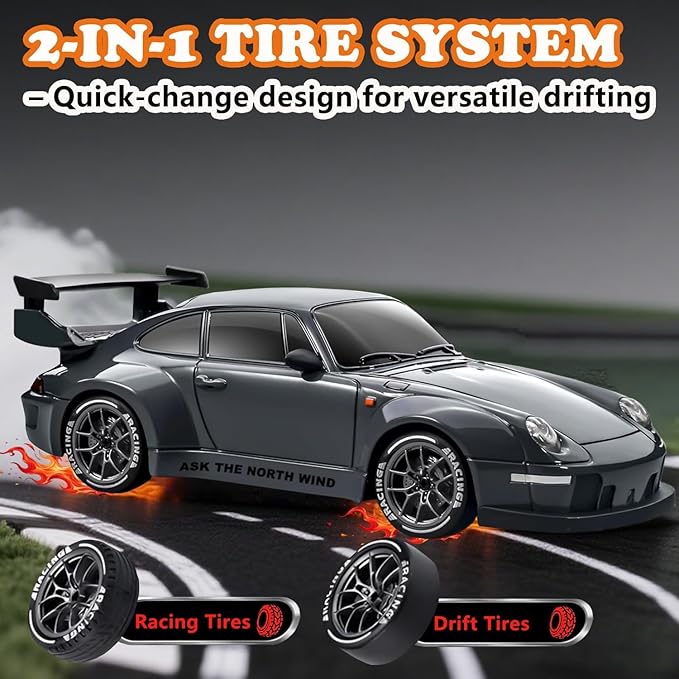 2 Pack RC Drift &amp Stunt Cars1:24 Scale Remote Control Car 4WD High Speed RC Drift &amp Stunt Car with LED Lights 360° Flips 2.4GHz 20KM/H USB-C Batteries Gift for Adults Boys and Girls