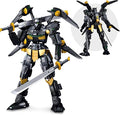 HIGH GODO Black Bat Mech Building Blocks Set for Adults Robot Model Building Kit with Wings and Swords Weapons 534 Pieces Creative Collectible Gift for Teens