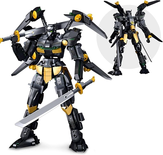 HIGH GODO Black Bat Mech Building Blocks Set for Adults Robot Model Building Kit with Wings and Swords Weapons 534 Pieces Creative Collectible Gift for Teens