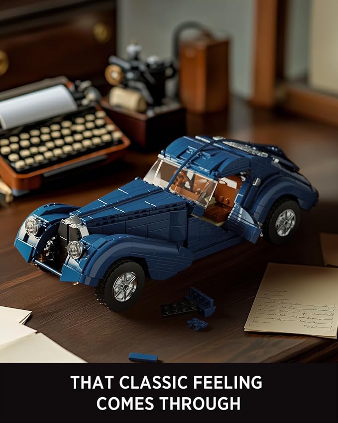 Nifeliz Atlantic Sports Car Building Set for Adults 1:14 Scale Vintage Grand Tourer Model Set Collectible Classic Vehicle Building Model Gift for Car Lovers (1127 PCS NF10320)