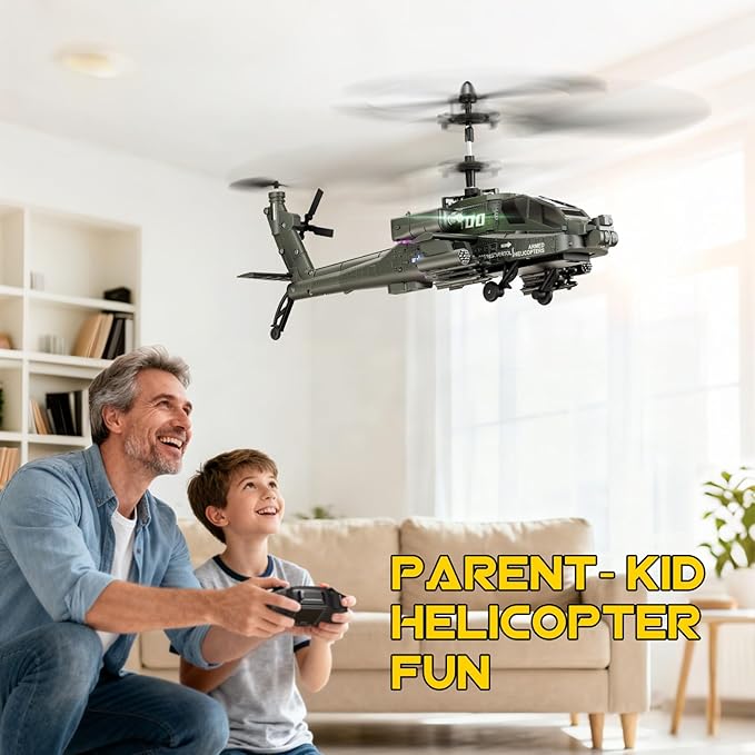 XIKOTEC RC Helicopter Remote Control Helicopter Toy for Kids Beginners and Adults with Altitude Hold Gyro &amp LED Light 2 Batteries &amp USB-C Charging Gift for Boys Ages 8-12 (Green)