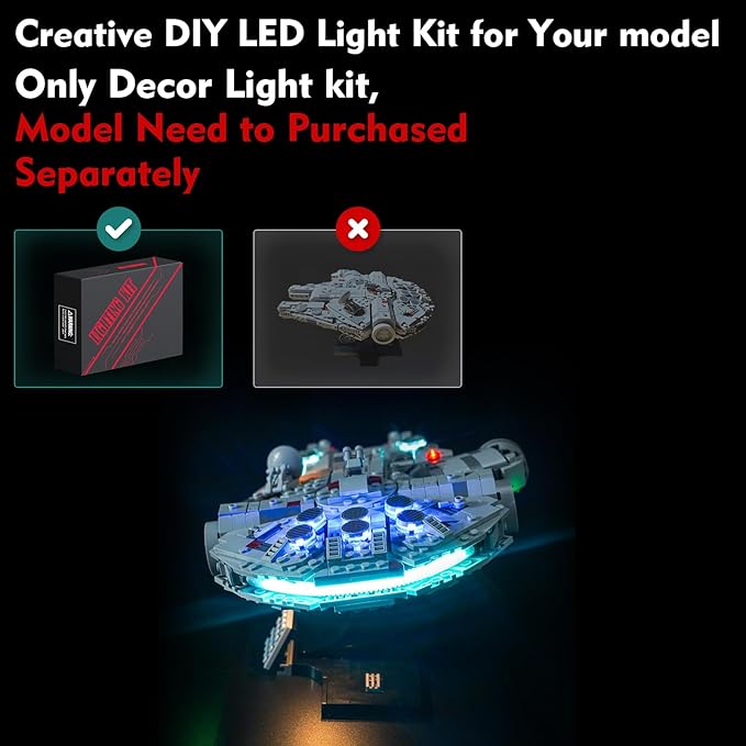 VONADO LED Light Kit Compatible with Lego Millennium Falcon 75375 - Creative Lighting Set Accessories