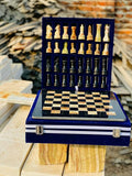 Large Handmade Full Chess Set Marble Chess Board 32 Chess Game Pieces Unique Home décor. Handcrafted Tournament Chess Board - 2 Players. (Black MultiGreen)