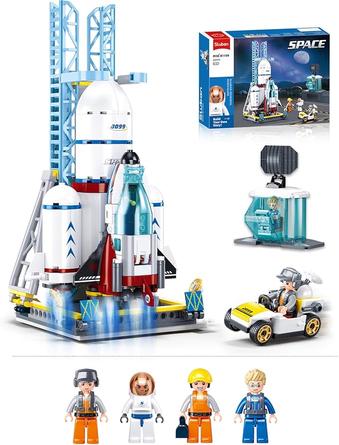 City Space Launch Center Building Set Rocket Launchpad Building Kit with 4 Astronaut Minifigures for STEM Role-Play Gift Toys for Boys 6-12 Compatible with Lego Space 424 PCS
