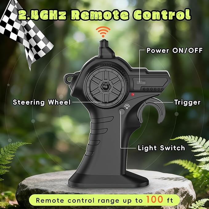 Dinosaur Remote Control Car 2.4GHz Monster Truck Toys Rechargeable RC Cars 1:24 Scale RC Truck with LED Light Movable Mouth Dinosaur Cars Toys for Kids 6-8 8-12 Birthday Gift Orange