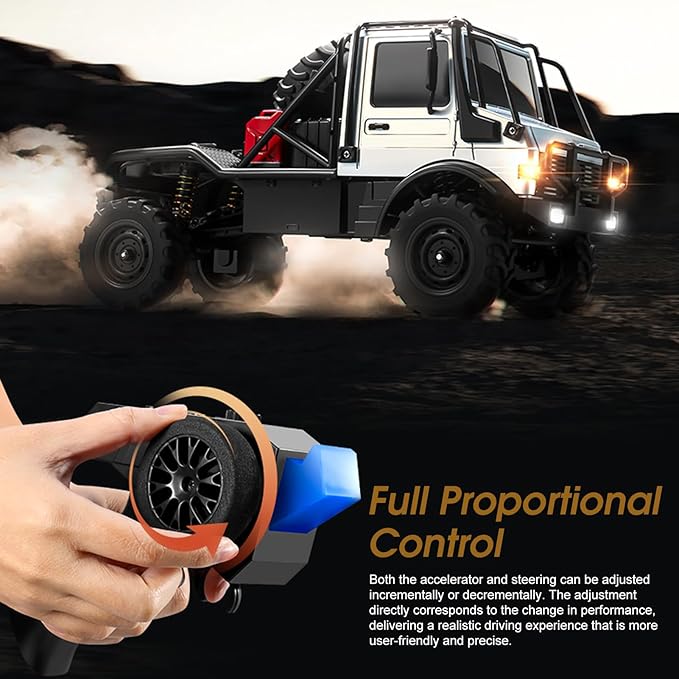 RC Truck 1:18 Scale RC Semi-Truck MN 333 Unimog Off-Road Rock Crawler 4WD Remove Control Trucks RTR Transport Car Alloy Model for Modification Enthusiasts Gifts (Green)