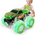 Amphibious Monster Truck Toy Waterproof Remote Control Car 4WD Off-Road RC Truck with Colorful Light RC Stunt Car Toy for 4-7 8-12 Year Boy Birthday Gift Present