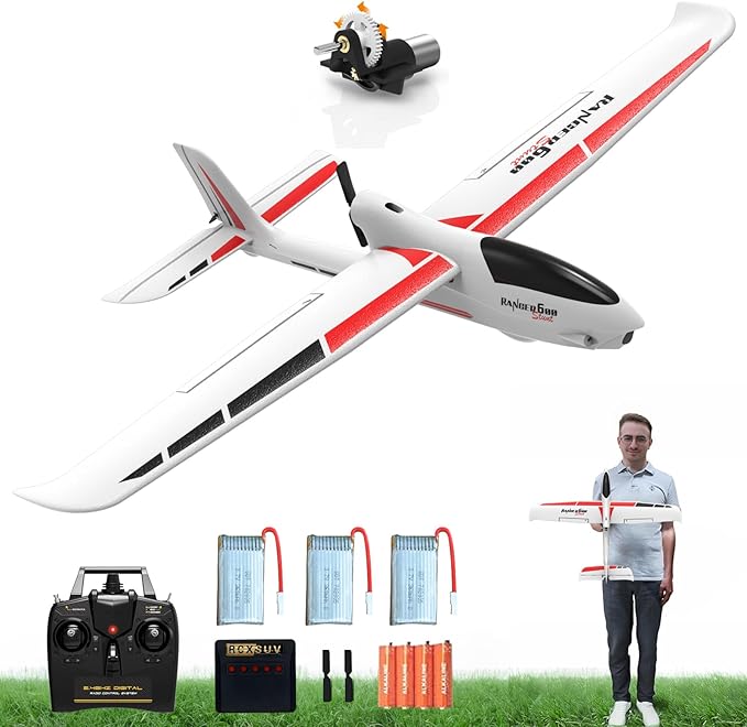 VOLANTEXRC RC Glider Plane 4CH New Version Remote Control Airplane with 6-Axis Gyro for Beginners 3 Flight Modes &amp Aerobatics 2.4G RC Plane for Adults 23.6 * 18.1 inches White