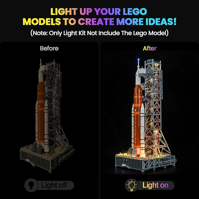 Upgraded Led Light Kit Compatible with Lego NASA Artemis Space Launch System Building Set Lights Decoration Compatible with Lego 10341 (Model Not Included)