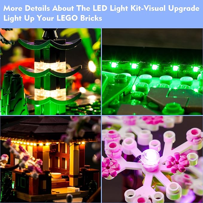 LED Light Kit Compatible with Lego Tranquil Garden 10315 Zen Garden DIY Lighting Set Compatible with Lego Japanese Architecture 10315 Building Set (Lights Only No Models)