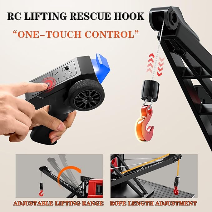 MN82T 1/12 Scale RC Rock Crawler Remote Control Truck Toyota Pickup Truck 2.4GHz 4WD Off-Road Crane Rescue Vehicle All-Terrain Crawler for Adults Kids Indoor Outdoor (whth Gift)